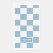 Gepersonaliseerde geruite iris baby blauw servet (Voorkant)