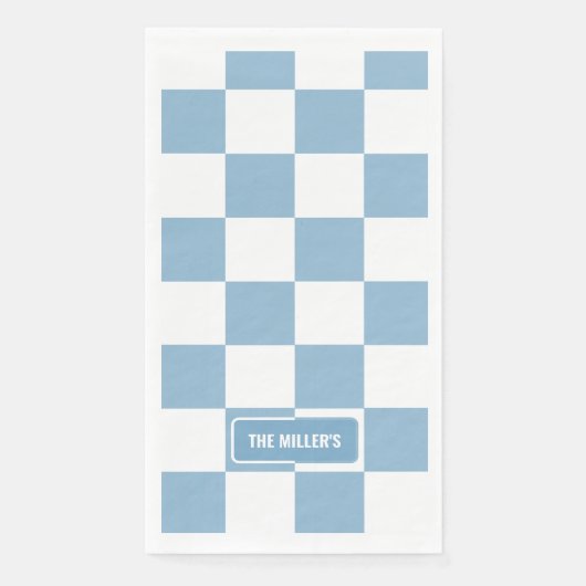 Gepersonaliseerde geruite iris baby blauw servet (Voorkant)