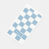 Gepersonaliseerde geruite iris baby blauw servet (Hoek)