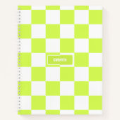 Gepersonaliseerde geruite neon lime groene markeer notitieboek (Voorkant)