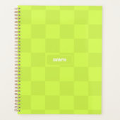 Gepersonaliseerde geruite neon lime groene markeer planner (Voorkant)