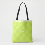 Gepersonaliseerde geruite neon lime groene markeer tote bag (Voorkant)