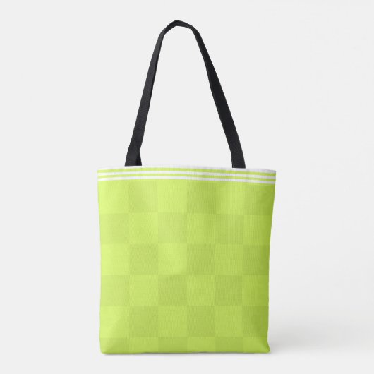 Gepersonaliseerde geruite neon lime groene markeer tote bag (Achterkant)