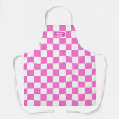 Gepersonaliseerde geruite neon roze markeerstift schort (Voorkant)