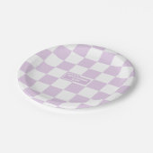 Gepersonaliseerde geruite suikerpruimenlavendel Pa Papieren Bordje (Gekanteld)