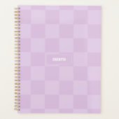 Gepersonaliseerde geruite suikerpruimenlavendel Pa Planner (Voorkant)
