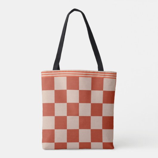 Gepersonaliseerde geruite terracotta tangerine mod tote bag (Achterkant)