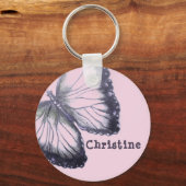 Gepersonaliseerde geschetste vlinder sleutelhanger (Voorkant)
