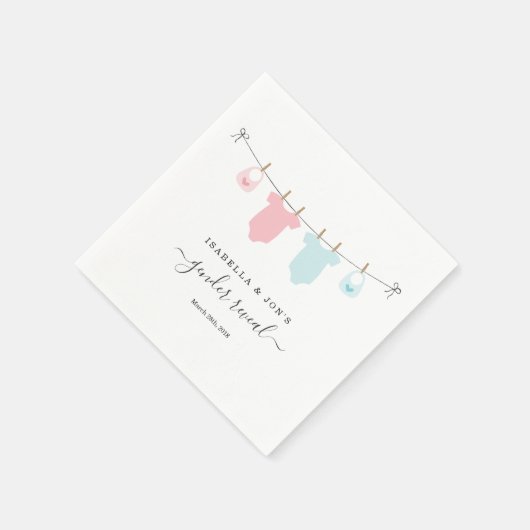 Gepersonaliseerde Geslacht Onthullen Roze & Blauw Servet (Hoek)