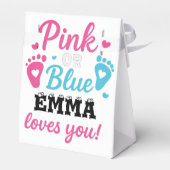 Gepersonaliseerde Geslacht Onthullen Roze of Blauw Bedankdoosjes (Achterkant)