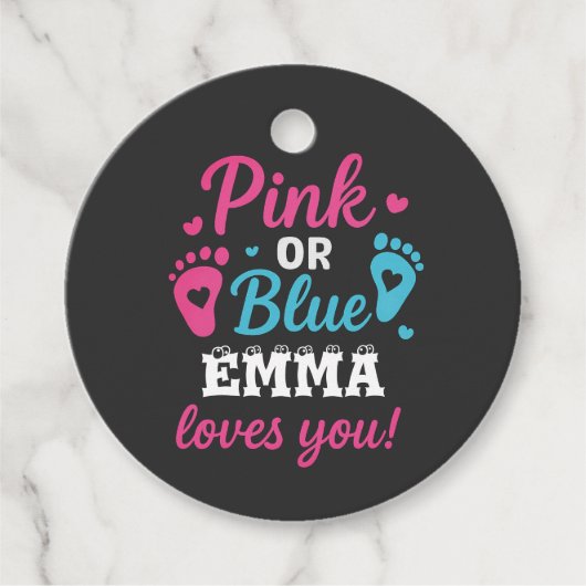 Gepersonaliseerde Geslacht Onthullen Roze of Blauw Bedankjes Labels (Voorkant)