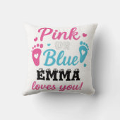 Gepersonaliseerde Geslacht Onthullen Roze of Blauw Kussen (Achterkant)