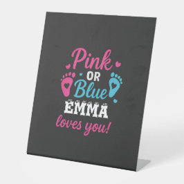 Gepersonaliseerde Geslacht Onthullen Roze of Blauw Reclamebord Met Voetstuk
