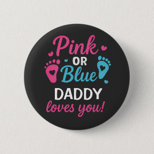 Gepersonaliseerde Geslacht Onthullen Roze of Blauw Ronde Button 5,7 Cm