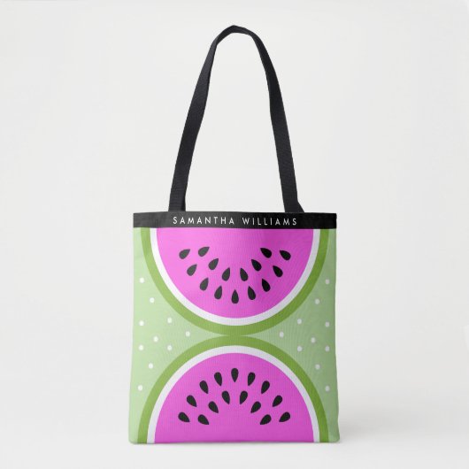 Gepersonaliseerde gesneden watermeloen zomer tote bag (Voorkant)