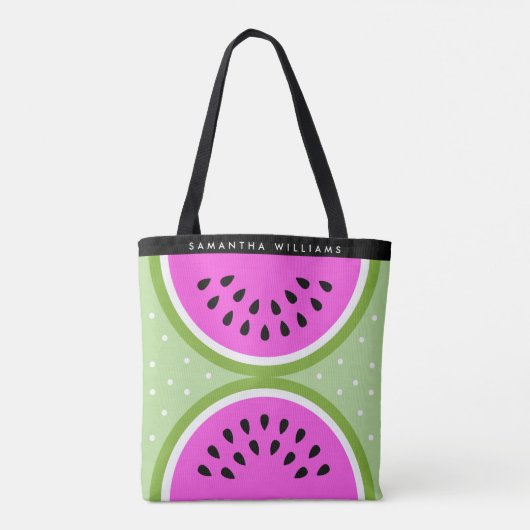 Gepersonaliseerde gesneden watermeloen zomer tote bag (Achterkant)