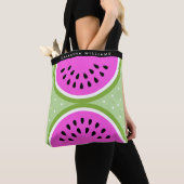 Gepersonaliseerde gesneden watermeloen zomer tote bag (Dichtbij)