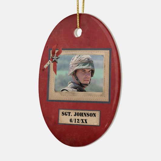gepersonaliseerde gestorven militaire versiering keramisch ornament (Links)