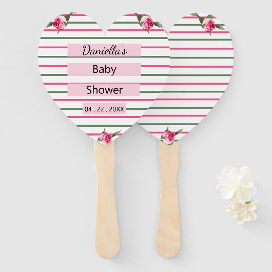 Gepersonaliseerde gestreepte florale spray handwaaier (Voorkant en achterkant)