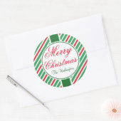 Gepersonaliseerde gestreepte Merry Christmas Label (Envelop)