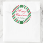 Gepersonaliseerde gestreepte Merry Christmas Label (Tas)