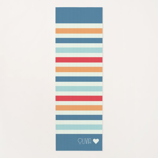 Gepersonaliseerde gestreepte monogrammen yogamat (Voorkant)