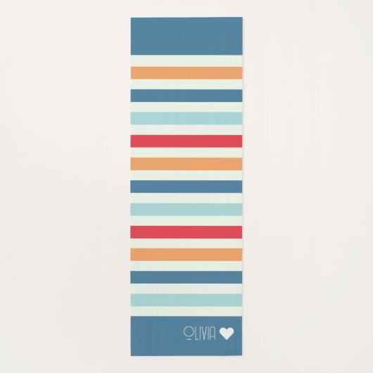 Gepersonaliseerde gestreepte monogrammen yogamat (Achterkant)