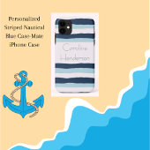 Gepersonaliseerde gestreepte nautische blauw Case-Mate iPhone case