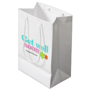 Gepersonaliseerde get well soon bericht floral whi medium cadeauzakje
