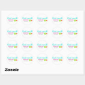 Gepersonaliseerde get well soon bericht floral whi ronde sticker (Vel)