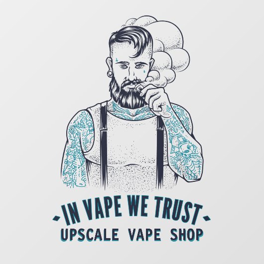 Gepersonaliseerde Getatoeëerde Hipster Vape Winkel Raamsticker (Vel)