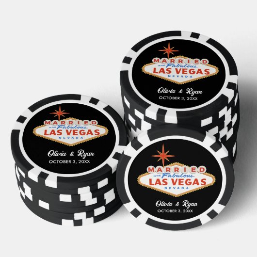 Gepersonaliseerde Getrouwd in Las Vegas Wedding Fa Poker Chips (Opstapeling)