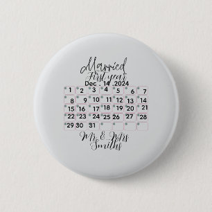 Gepersonaliseerde Getrouwde Kalenderdatum Ronde Button 5,7 Cm