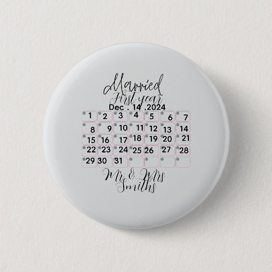 Gepersonaliseerde Getrouwde Kalenderdatum Ronde Button 5,7 Cm (Voorkant)