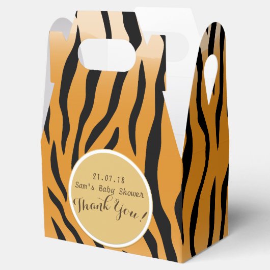 Gepersonaliseerde geveldozen Tijger Print Bedankdoosjes (Geopend)