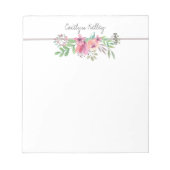 Gepersonaliseerde geverfde bloemen notitieblok (Voorkant)