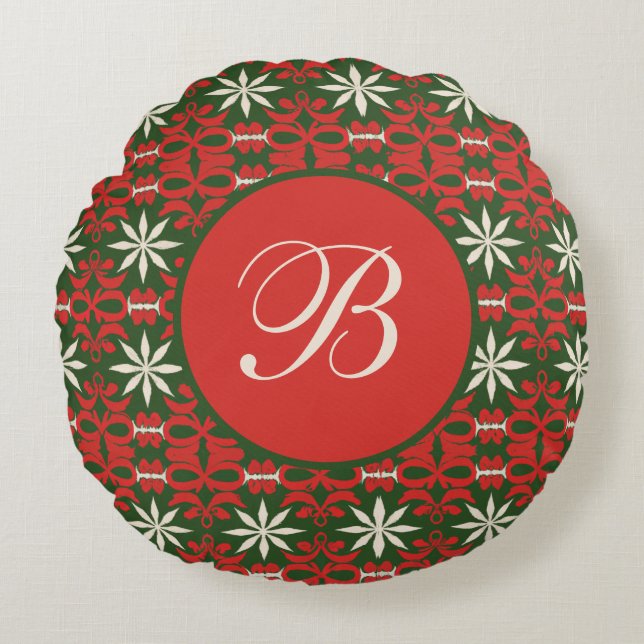 Gepersonaliseerde gevierde Kerstmis/winter Rond Kussen (Voorkant)