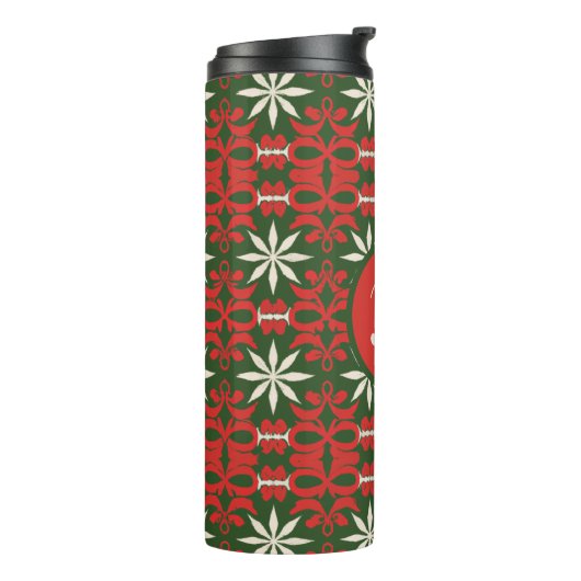 Gepersonaliseerde gevierde Kerstmis/winter Thermosbeker (Gedraaid links)