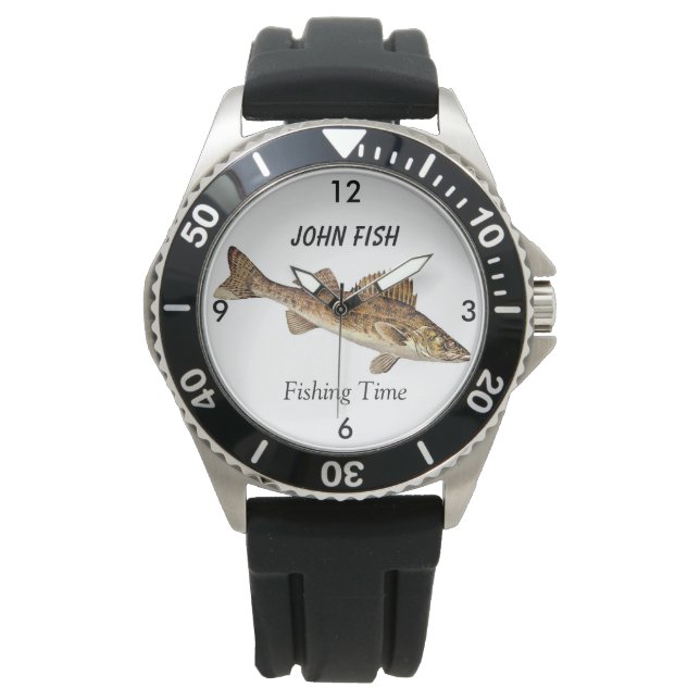 Gepersonaliseerde "Geviste tijd" met Walleye Pike Horloge (Voorkant)