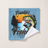 Gepersonaliseerde Geviste vissenforel Bad Handdoek (Wasdoekje)