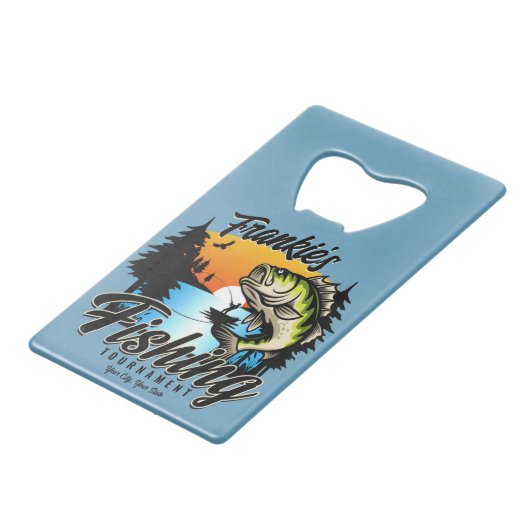 Gepersonaliseerde Geviste vissenforel Creditkaart Flessenopener (Voorkant Gekanteld)