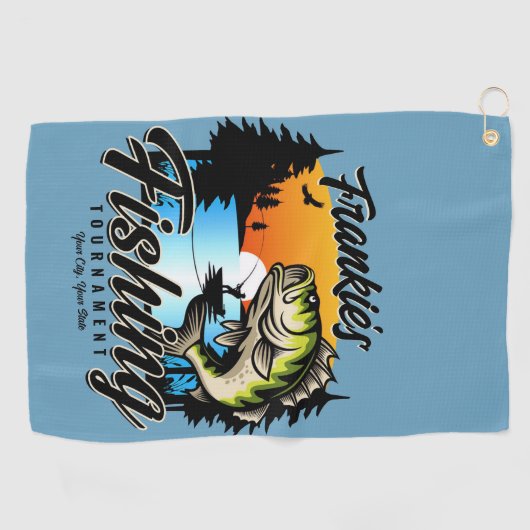 Gepersonaliseerde Geviste vissenforel Golfhanddoek (Horizontaal)