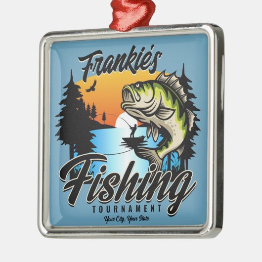 Gepersonaliseerde Geviste vissenforel Metalen Ornament (Links)