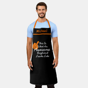 Gepersonaliseerde Geweldige Boyfriend Black Chef Schort