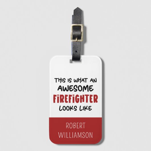Gepersonaliseerde Geweldige brandweerman Grappige  Bagagelabel (Voorkant (verticaal))