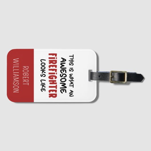 Gepersonaliseerde Geweldige brandweerman Grappige  Bagagelabel (Voorkant (horizontaal))