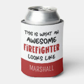 Gepersonaliseerde Geweldige brandweerman Grappige  Blikjeskoeler (Blikje Voorkant)