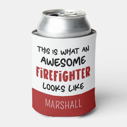 Gepersonaliseerde Geweldige brandweerman Grappige  Blikjeskoeler (Blikje Voorkant)