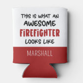 Gepersonaliseerde Geweldige brandweerman Grappige  Blikjeskoeler (Achterkant)