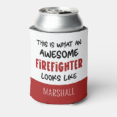 Gepersonaliseerde Geweldige brandweerman Grappige  Blikjeskoeler (Blikje Achterkant)